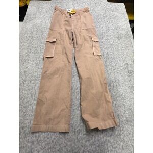 Roxy Girl Precious Cargo Pants Tan Corduroy Elastic Waist Pockets Size 12 Large